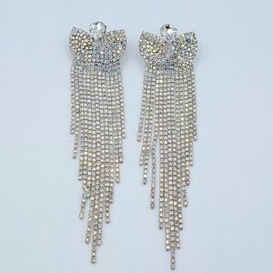 Long Rhinestone Earrings With AB Crystals #2085